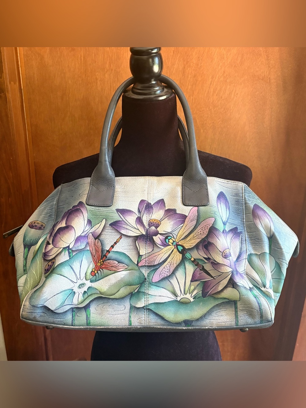 Anuschka Genuine Leather Tranquil Pond Satchel Purse